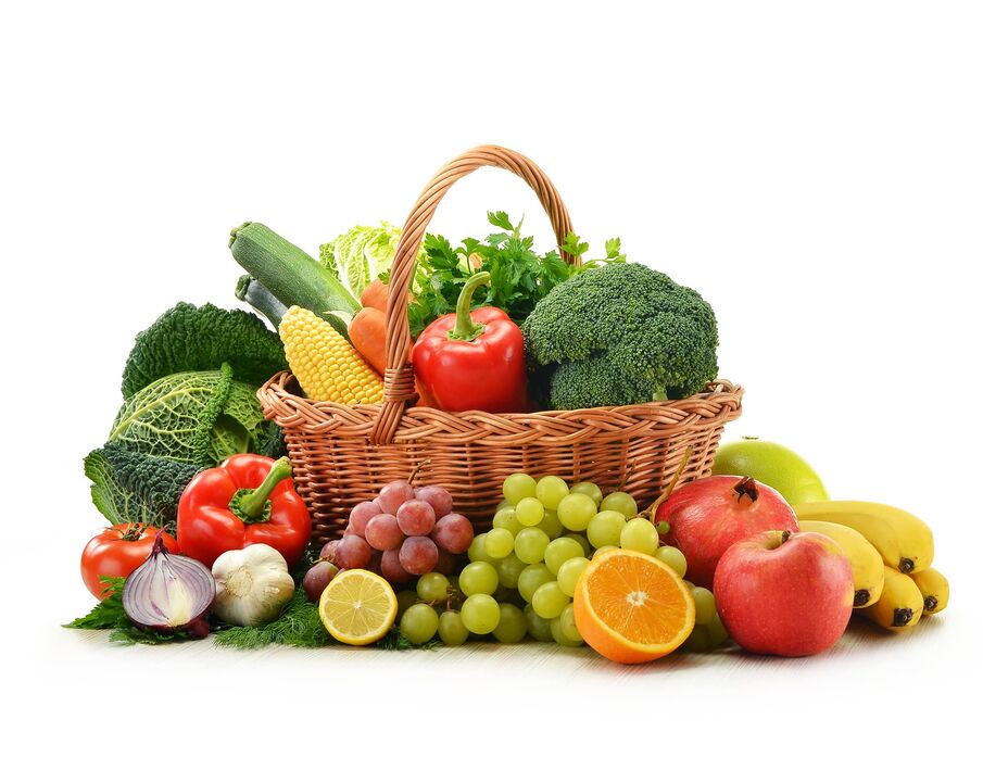 fruits et légumes frais dans l'alimentation